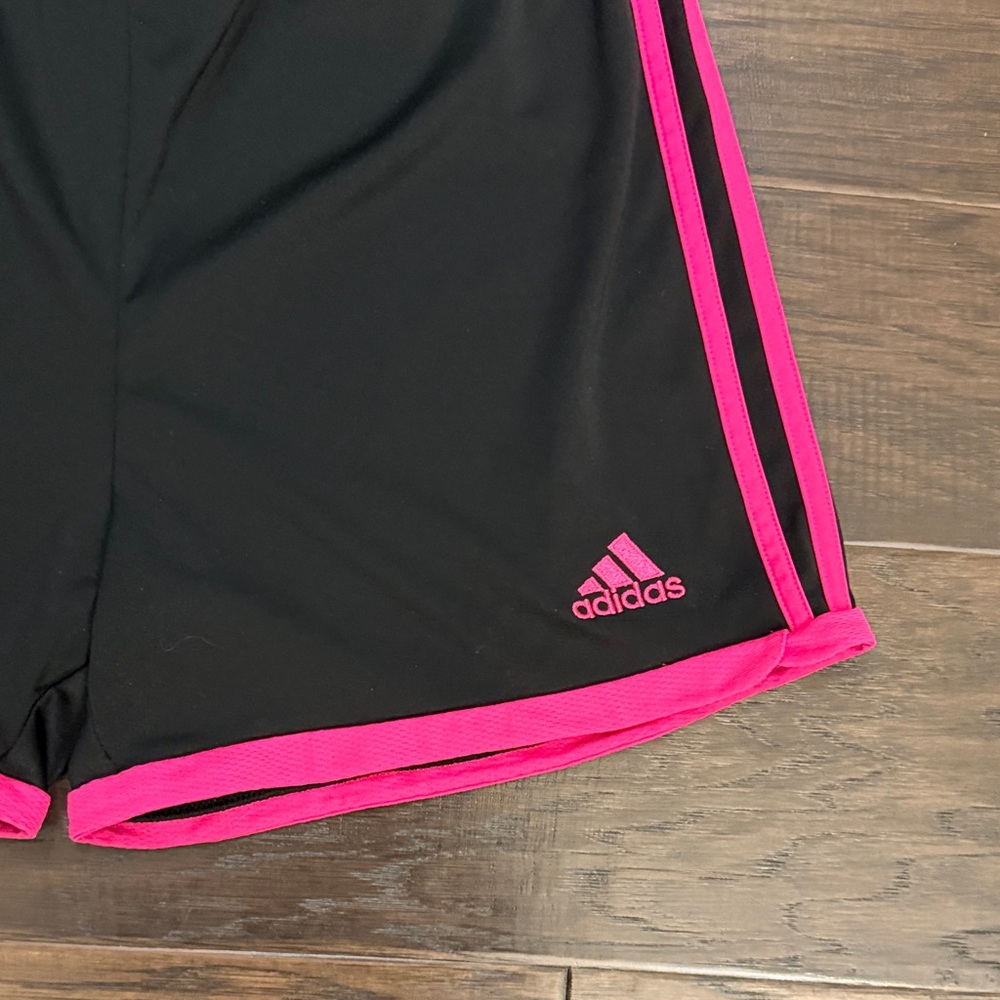 adidas Black Athletic Shorts with Hot Pink Trim - Picture 2 of 9